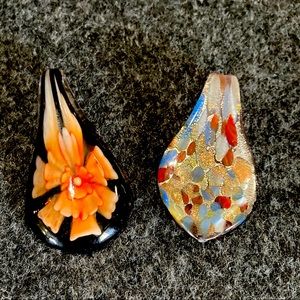 🎀 3/$20 Set of 2 Fused Glass Necklace Pendants